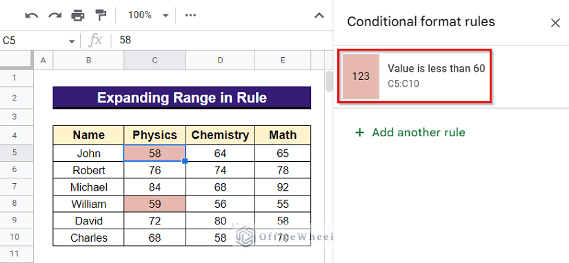 Expanding Range in Conditional Format Rule to Copy Conditional Formatting Rules in Google Sheets
